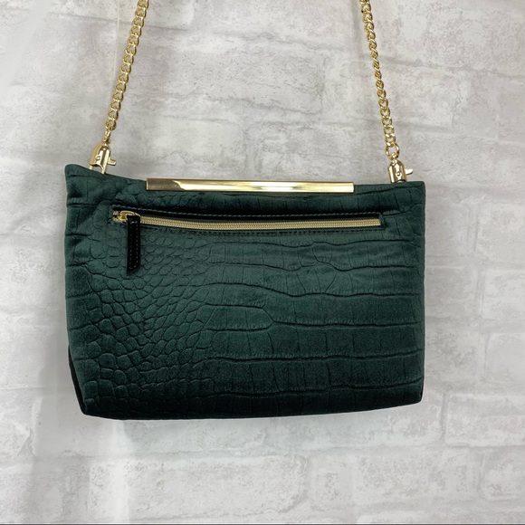 NEW  Stella & Dot  Green Velour Clutch/Shoulder/Cross Body Purse  11” x 6” x 4” - Picture 12 of 16